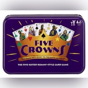Collectible Tin Card Game with Five Crowns Rummy-Style Night Favorite Families